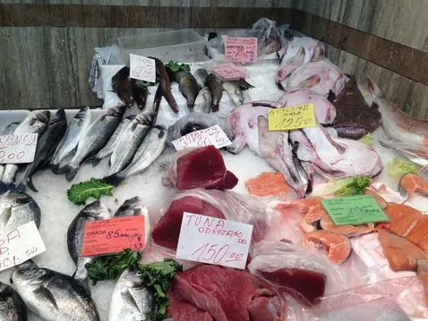 Fresh fish at the Dolac market in Zagreb