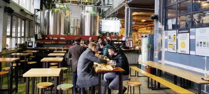 Tap room in the garden brewery