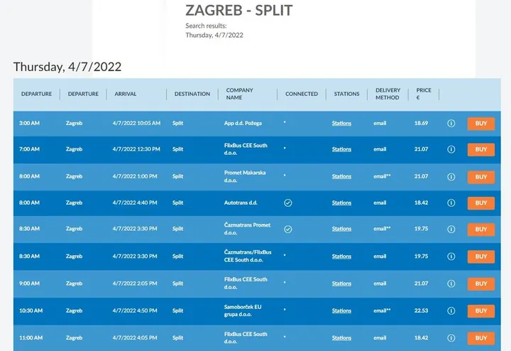 Zagreb split bus